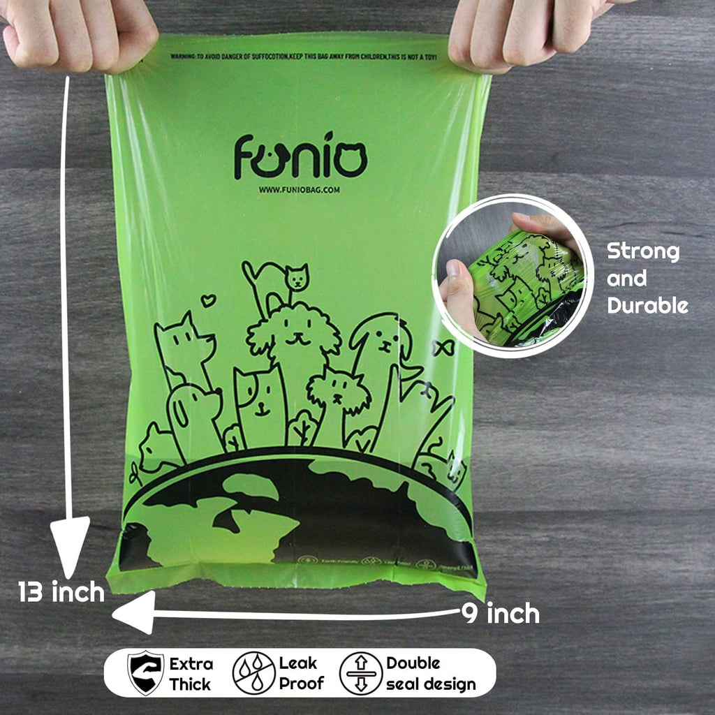 Funio Dog Poop Bags with Dispenser, Extra Thick Doggie Bags, Lavender Scented Pet Waste Bag, Biodegradable Poop Bag for Dogs (360 Bags, Green)