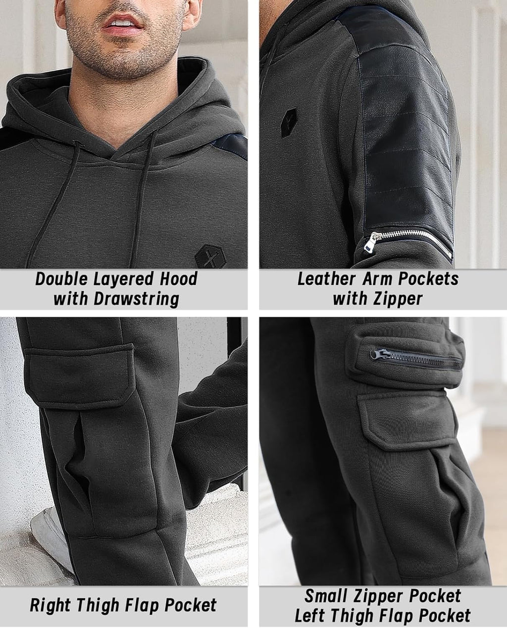 Men'S Tracksuit 2 Piece Hoodie Athletic Jogging Sweatsuits for Men Casual Sports Long Sleeve Pullover Suit Set